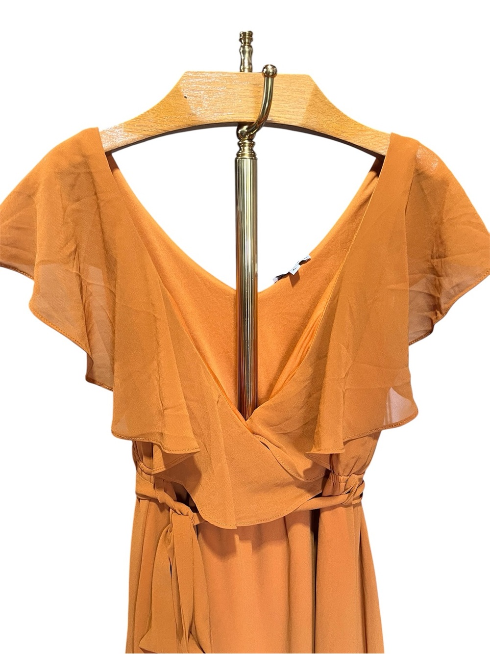 Baltic Born Katya Dress Ruffle V-Neck Maxi in Rust Orange XL - Picture 5 of 14